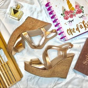 Madden nyc rose gold metallic wedge sandals